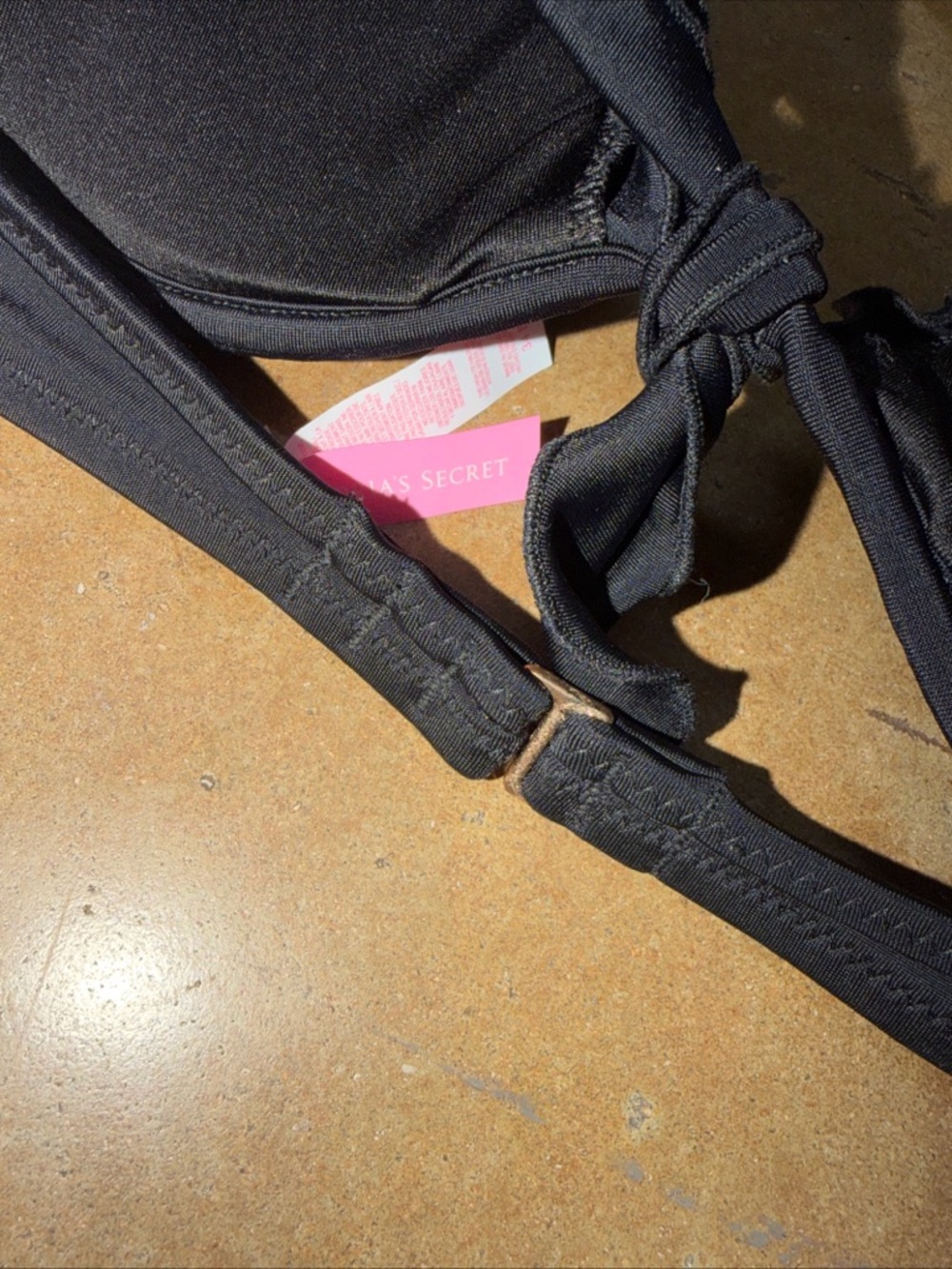 Victorias Secret Black 34B Underwired Triangle Plunge Bikini Top VS Swimsuit - Picture 4 of 5